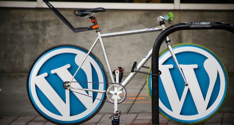 Bici con logo de wordpress